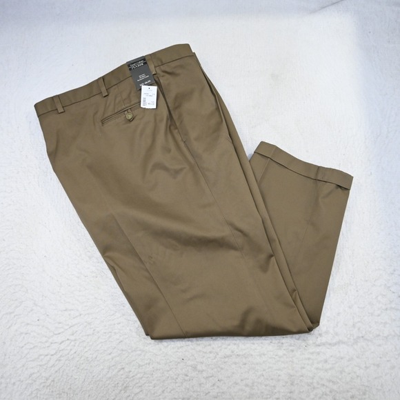 Jos. A. Bank Other - Jos. A. Bank Traveler Khaki Dress Pants Mens 44 x 32 NEW Brown Pleated Non-Iron